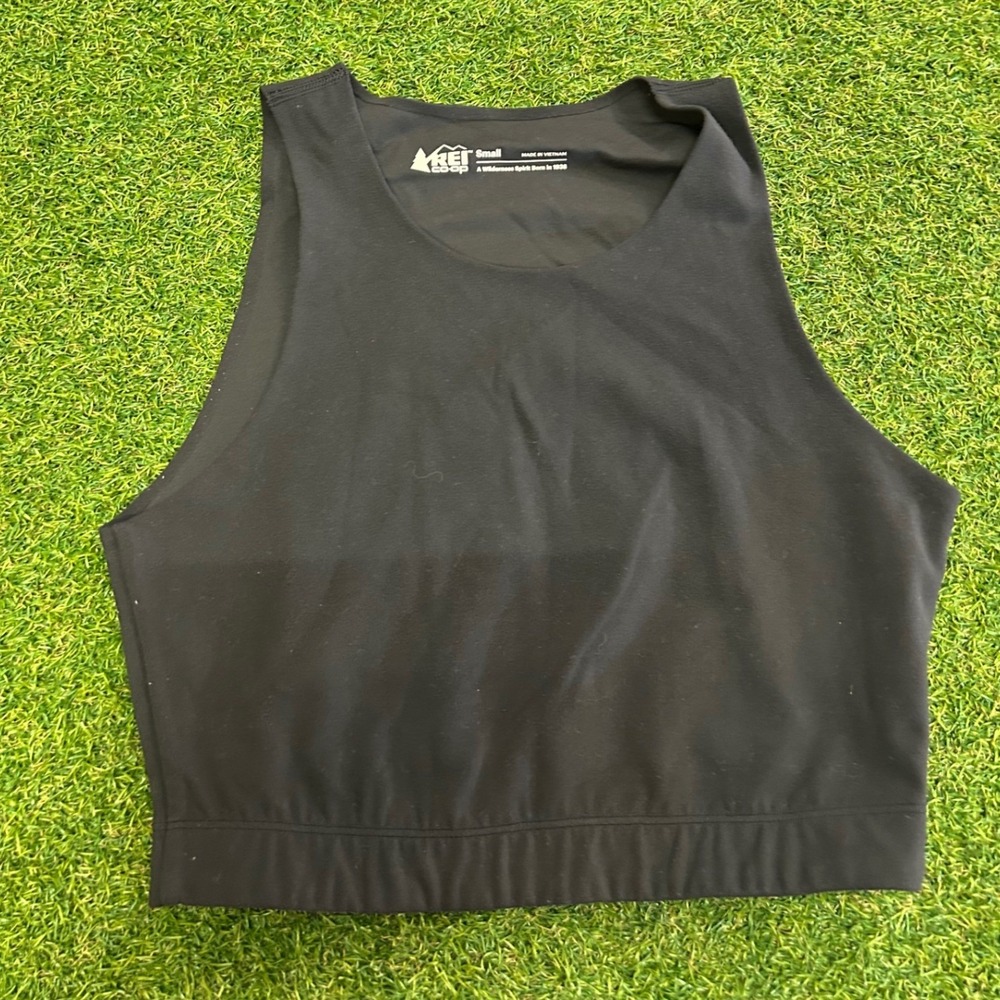 REI Co-op Womens Black Active Crop Tank Top High Neck Small